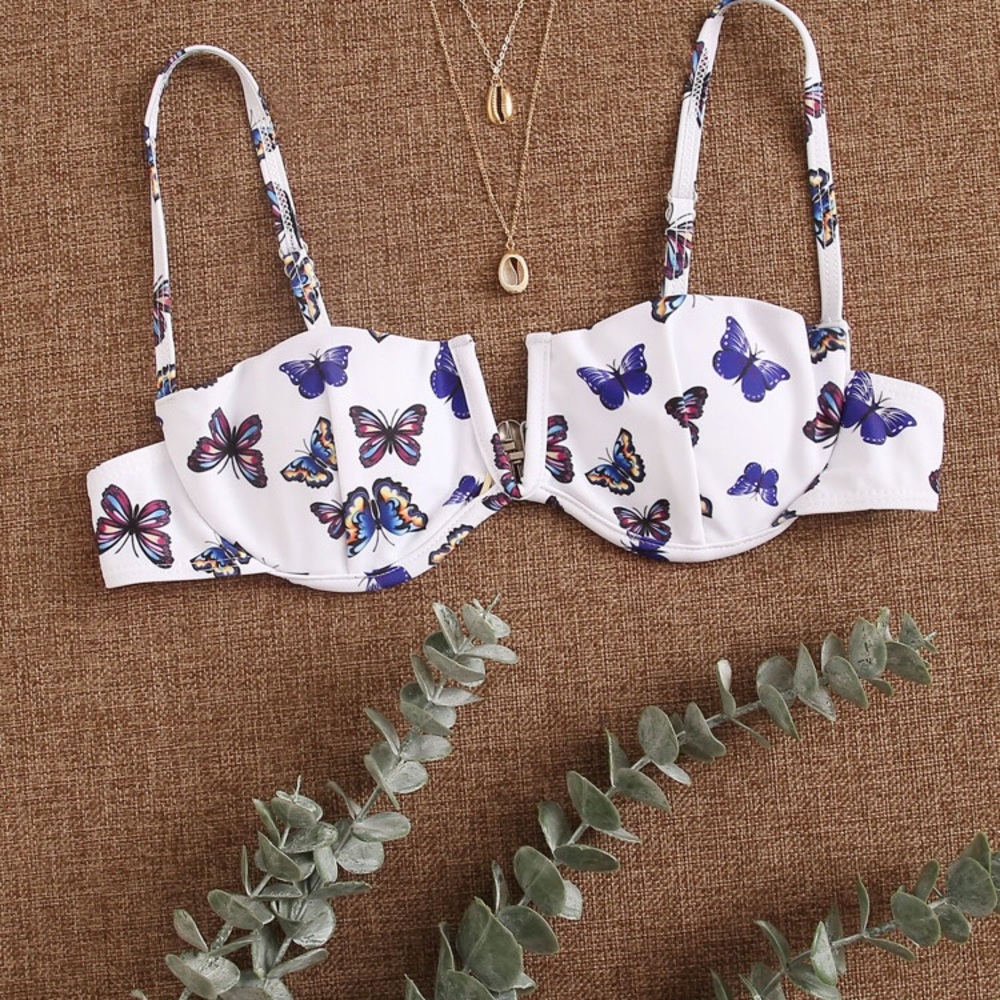 Butterfly Print Bikini Top